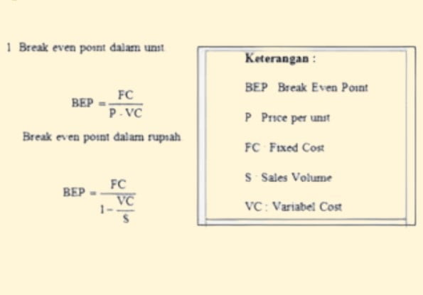Rumus BEP atau Break Even Point dan Contohnya