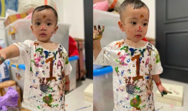 Potret Rayyanza Asyik Melukis, Wajahnya Sampai Belepotan