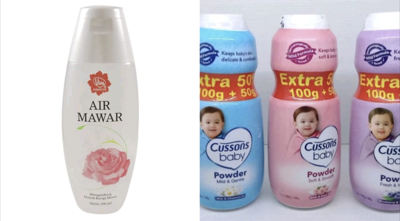Masker Air Mawar dan Bedak Bayi
